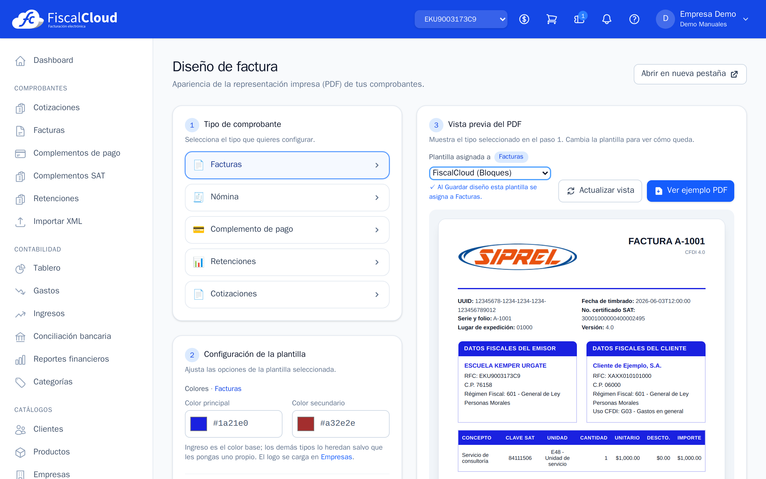 Diseño de la factura