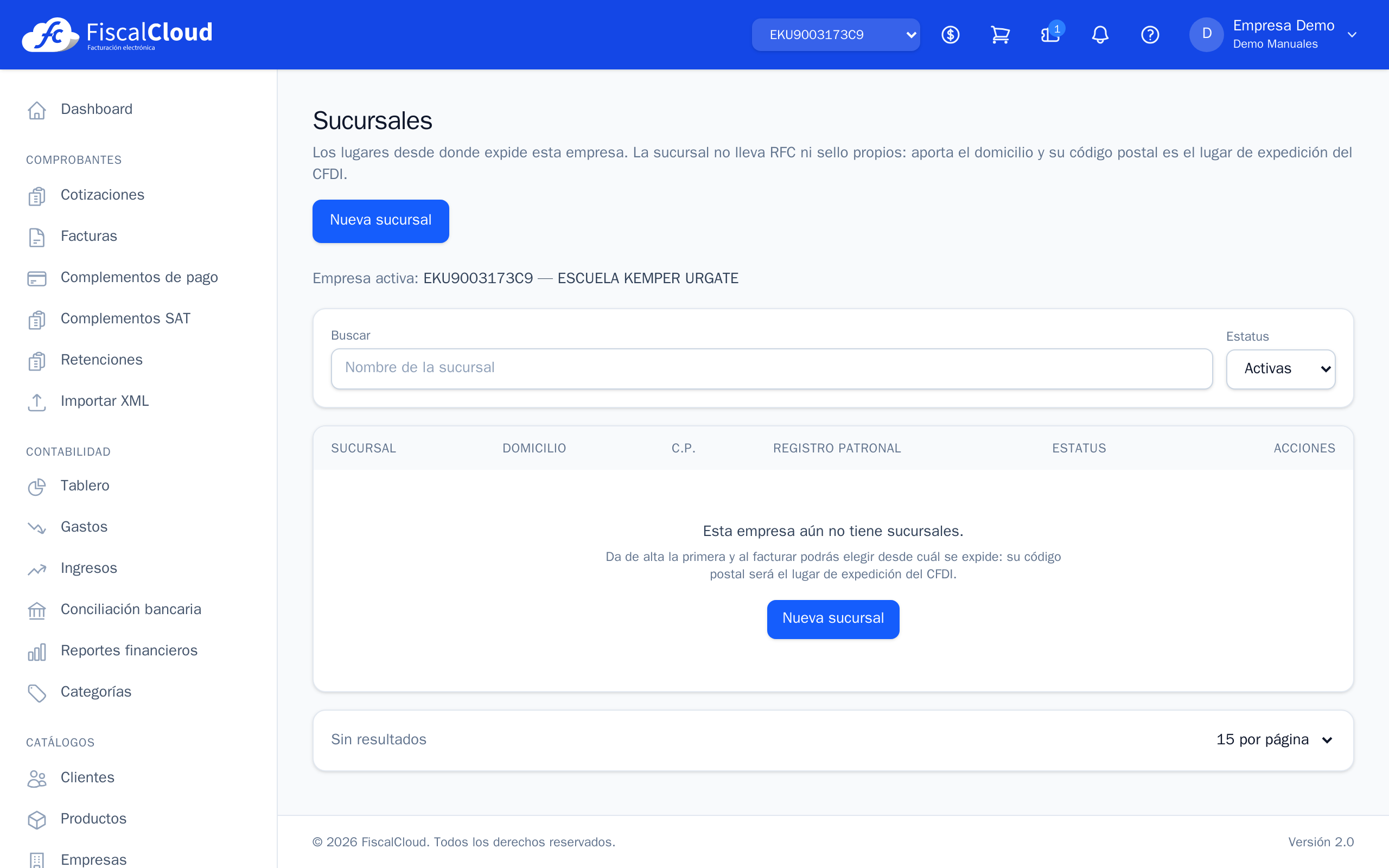 Sucursales de la empresa